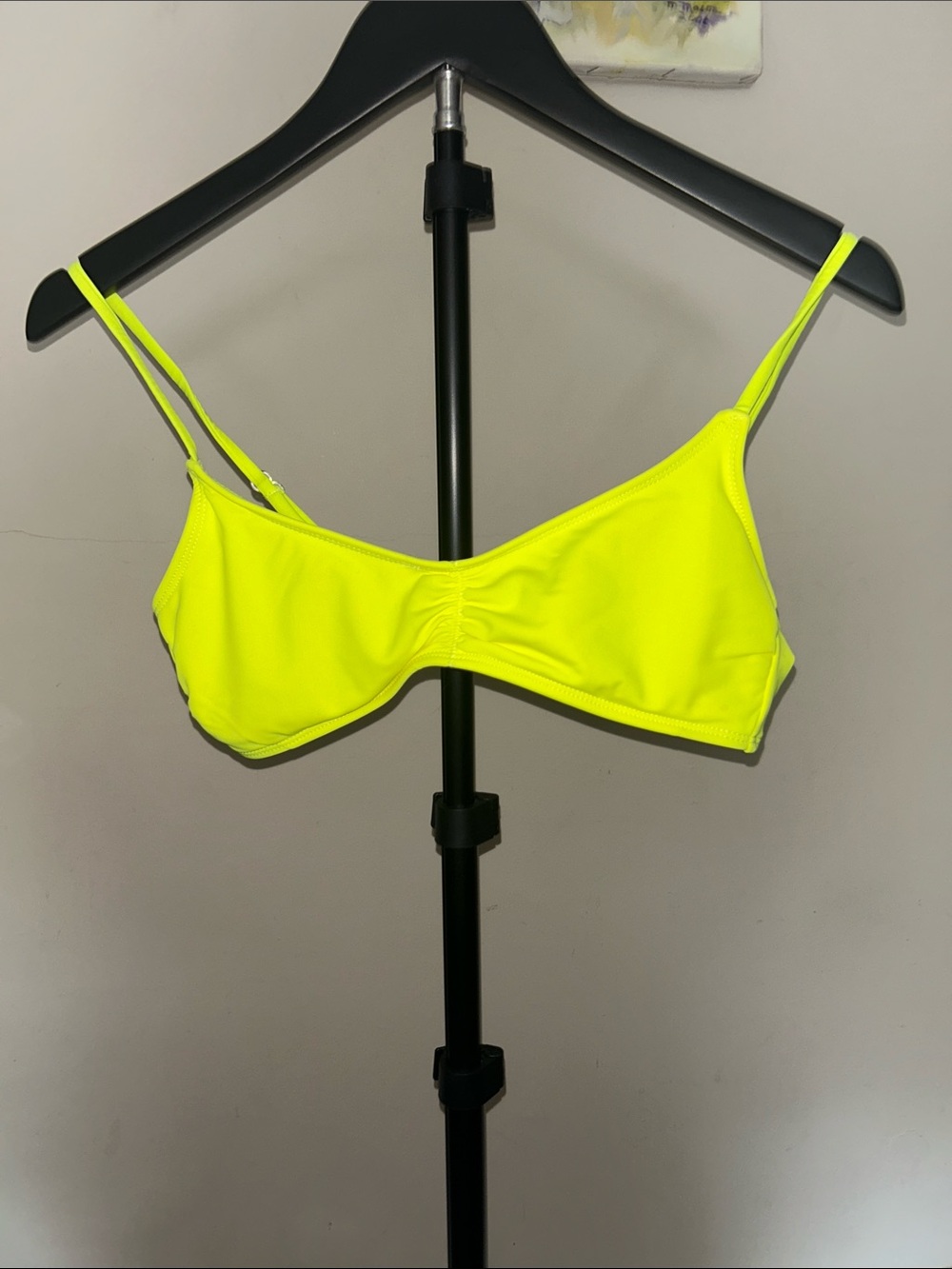 No Boundaries Neon Yellow Strappy Bikini Top